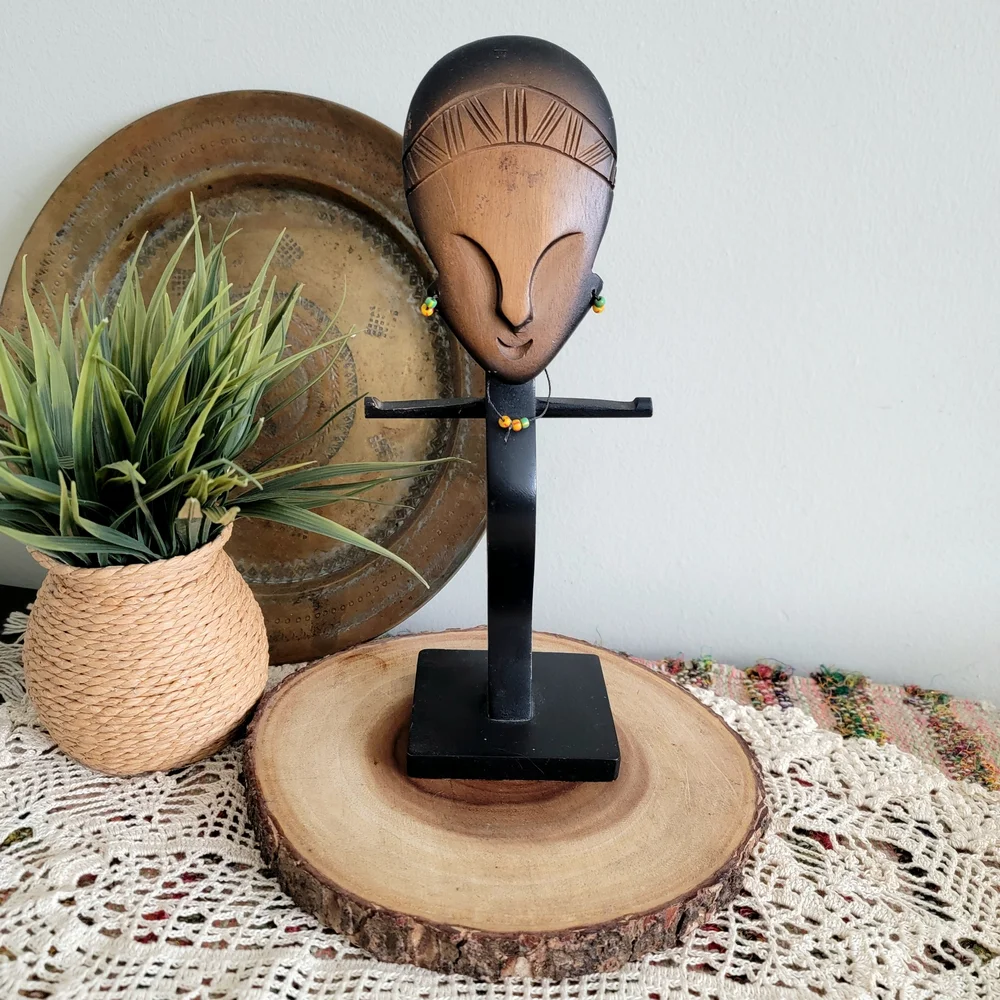 Handcrafted Tribal African jewelry holder boho decor art